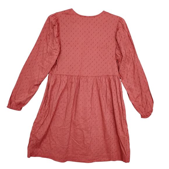 Old Navy Clip Dot  Mini Swing Dress XS A Little Rusty Color Pockets Long Sleeve - Picture 5 of 10